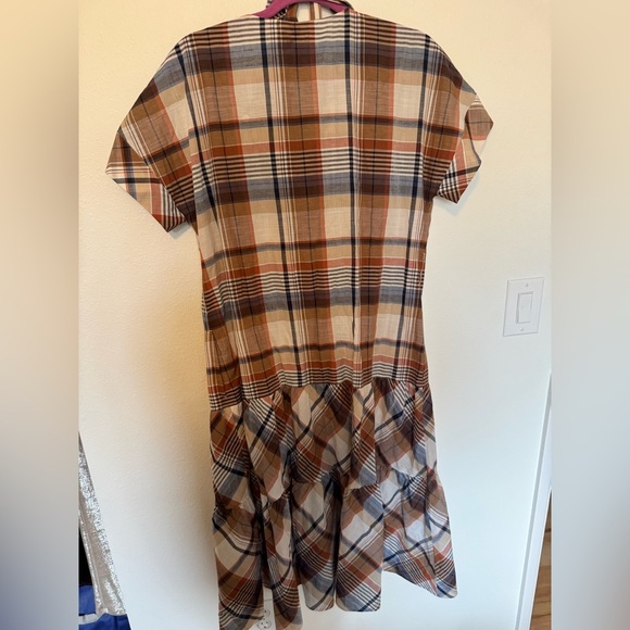 Lafayette 148 Angelique Plaid Tiered Maxi Dress Belted Linen Cotton Medium EUC - Picture 4 of 7